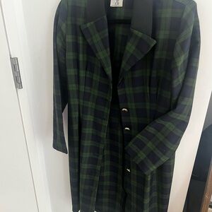 Green Plaid Trench Coat